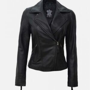 Ramsey Women's Asymmetrical Leather Biker Style Leather Jacket New